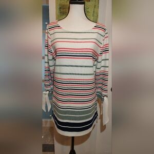 Charter Club Striped Top in Pink, Green, and Navy